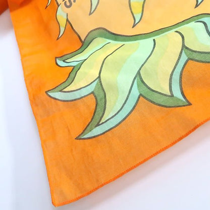 Hermes Pareo Sun Motif 100% Cotton Orange Large Shawl With Box Hermes