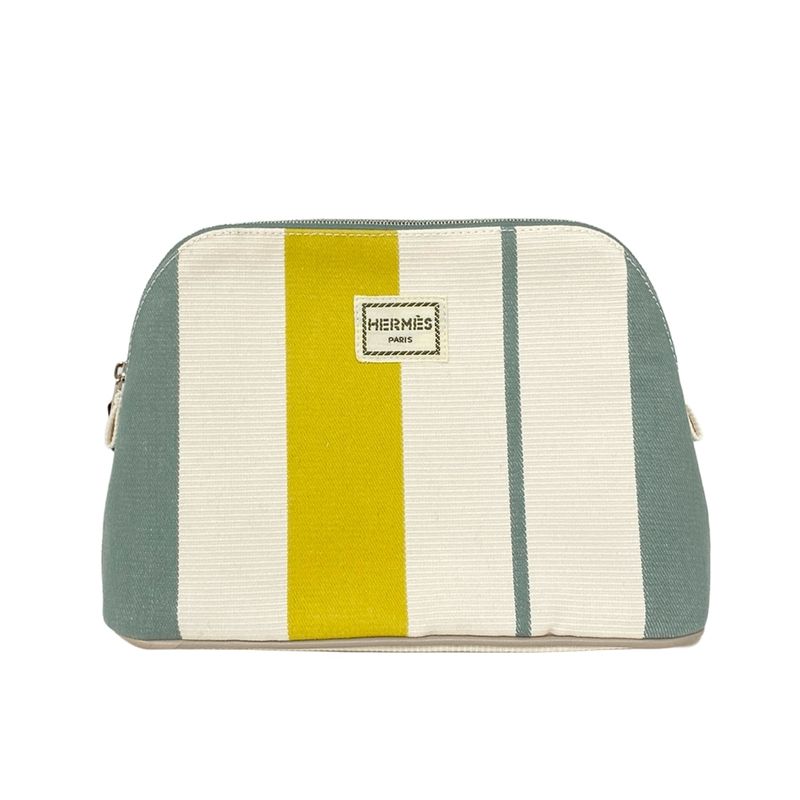 Hermes Pouch Bolide Pouch Rayures Locabaslle Mini Ivory Gray And Yellow Stripe