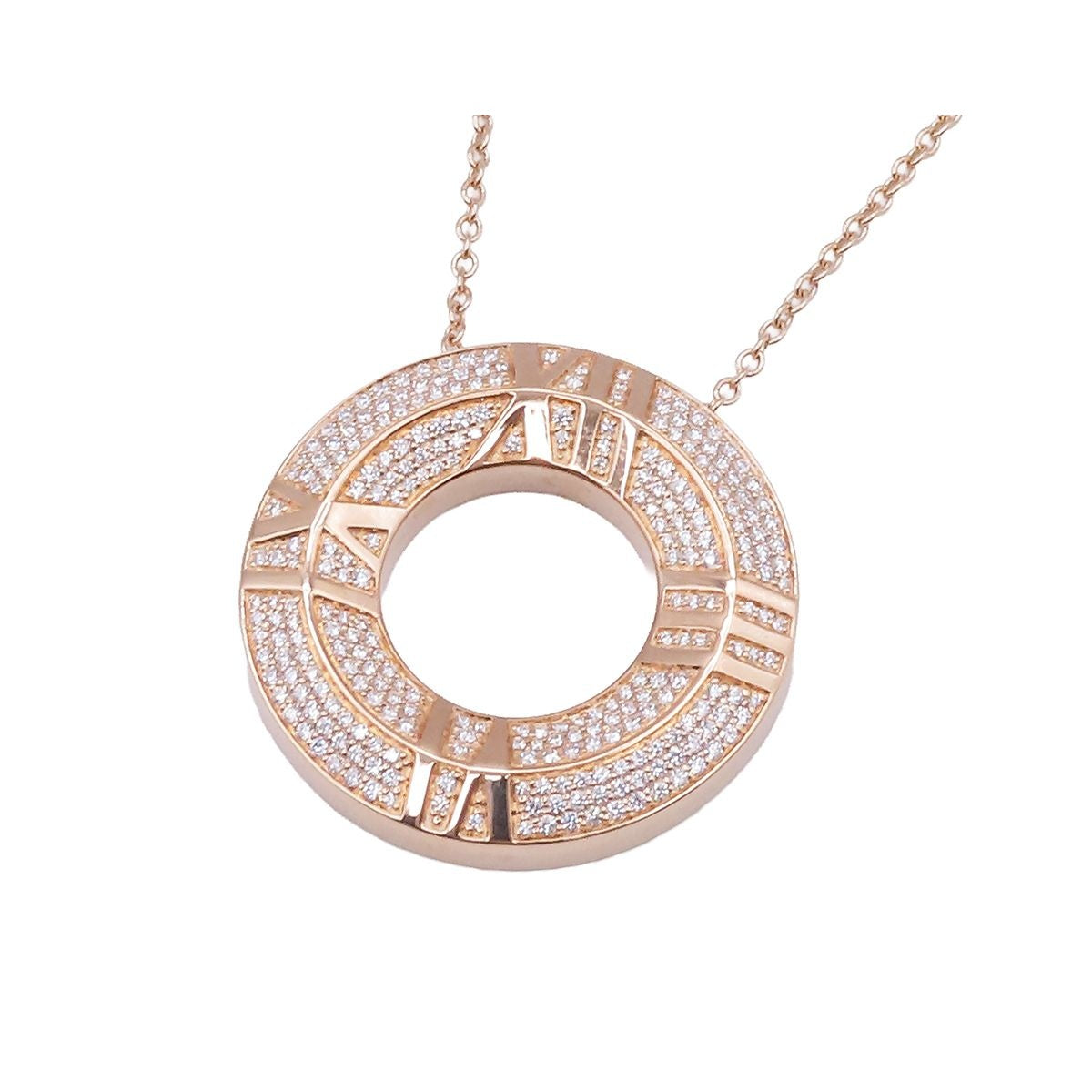 Tiffany & Co Atlas Pink Gold 18K Diamond Closed Circle Necklace