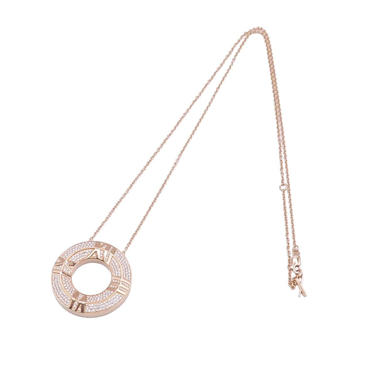 Tiffany & Co Atlas Pink Gold 18K Diamond Closed Circle Necklace — view 2