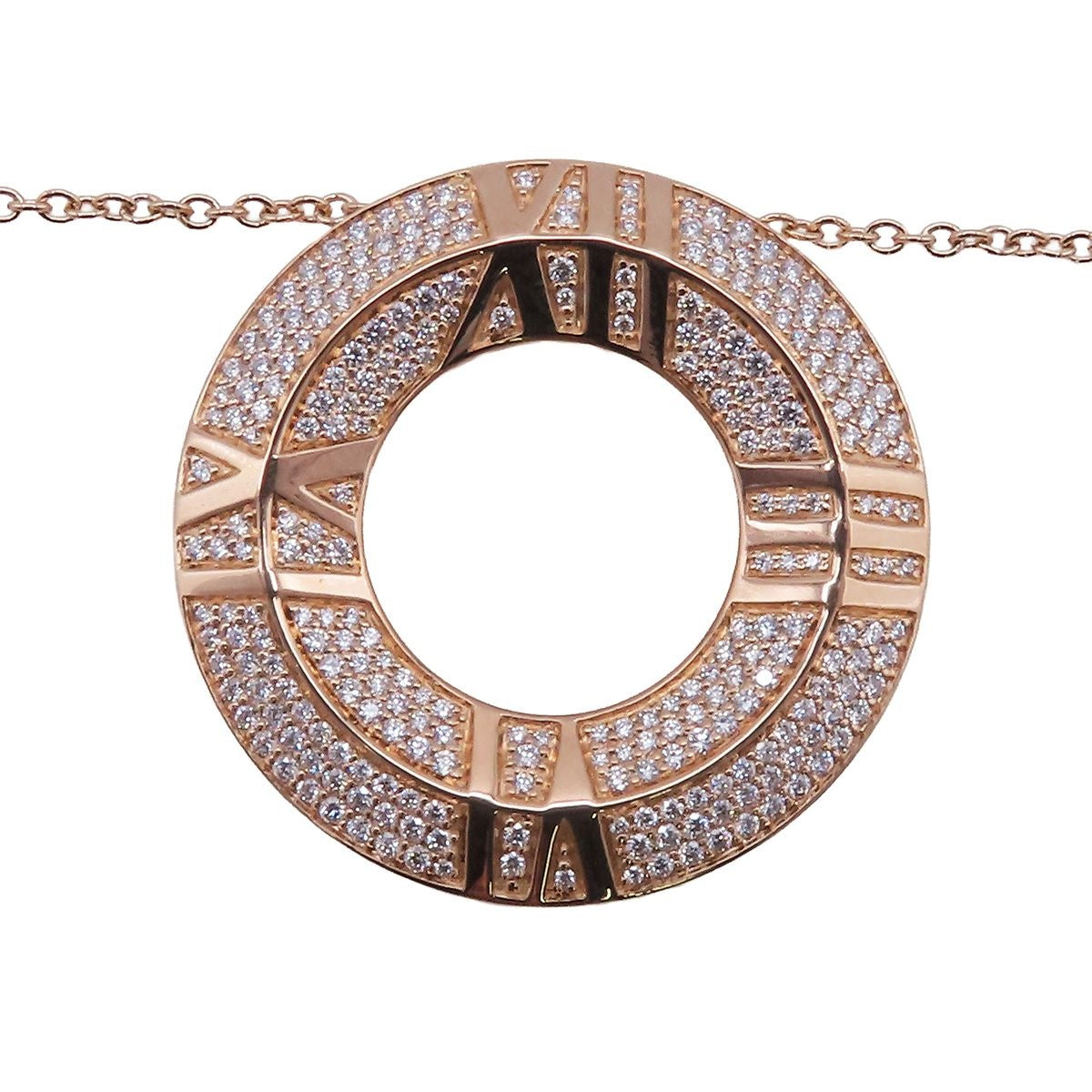 Tiffany & Co Atlas Pink Gold 18K Diamond Closed Circle Necklace — view 3