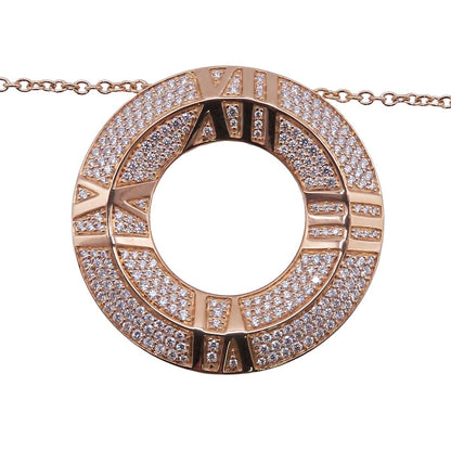 Tiffany & Co Atlas Pink Gold 18K Diamond Closed Circle Necklace — view 3