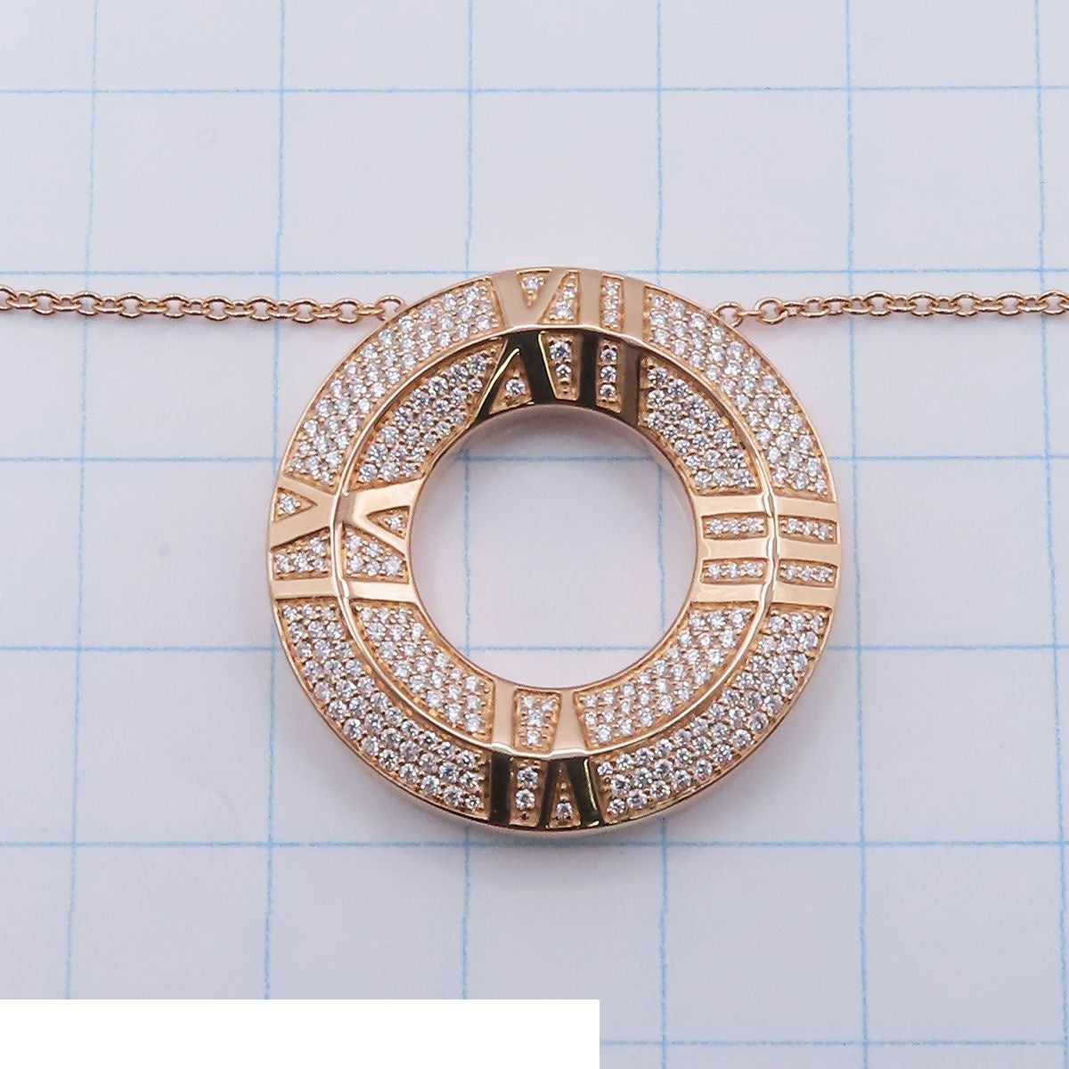 Tiffany & Co Atlas Pink Gold 18K Diamond Closed Circle Necklace — view 7