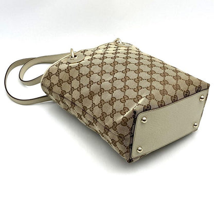 Gucci 120840 Tote Shoulder Bag GG Canvas Beige Women Men Fashion