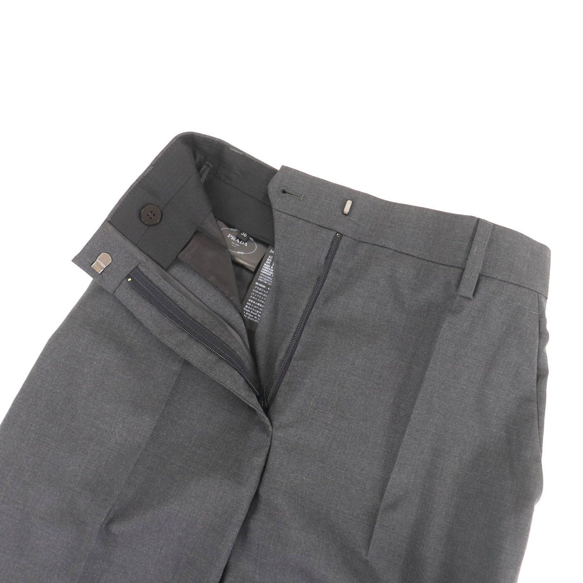 Prada 100% Virgin Wool Pleated Trousers Pants Charcoal Legre 36 — view 3