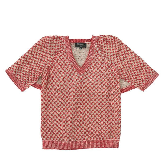 Chanel Cruise Line Knit V-neck Silk Cotton Red 1430