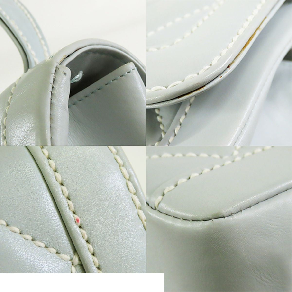 Chanel Wild Stitch Top Handle Bag Ice Blue Gold Leather Handbag — view 6