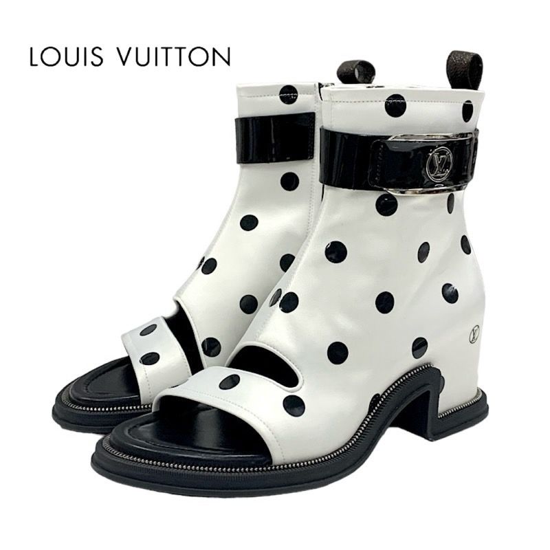 Louis Vuitton Moonlight Line Boots Short Boots Shoes Satin White Black Ankle