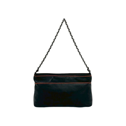 Chanel Vintage Lambskin Leather Chain Shoulder Bag Black — view 3