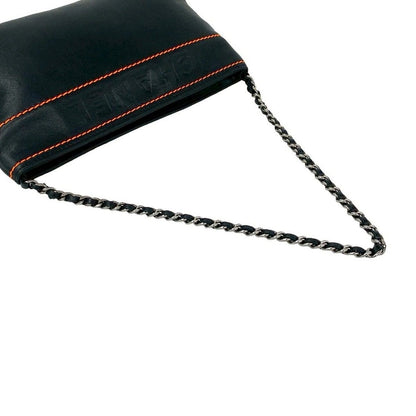 Chanel Vintage Lambskin Leather Chain Shoulder Bag Black — view 4