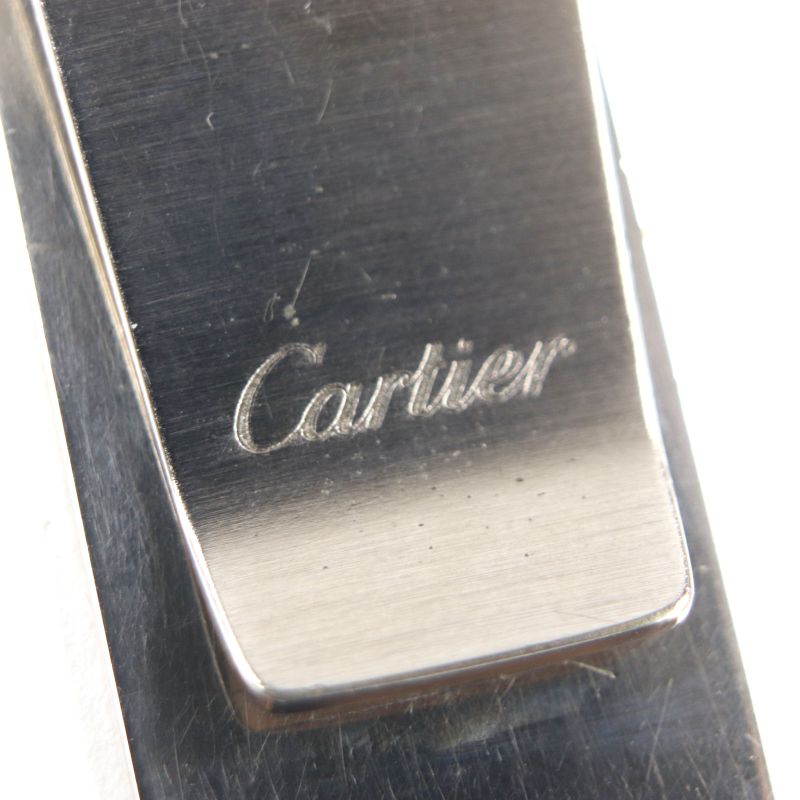 Cartier C2 Decor Logo Bill Clip Billfold Money Clip Silver Men