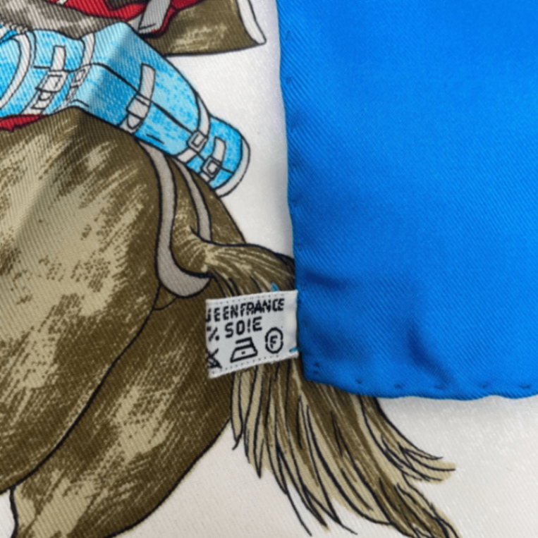 Grade Hermes Carré 90 Marine ET Cavalerie Sea And Cavalry Blue 100% Silk Scarf