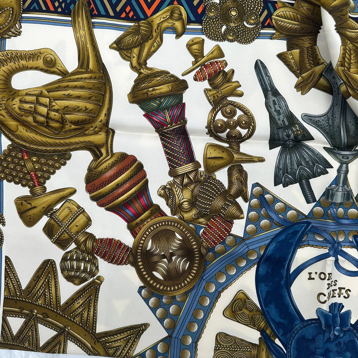 Hermes Carre 90 Yellow Gold of the Chiefs Scarf — view 2
