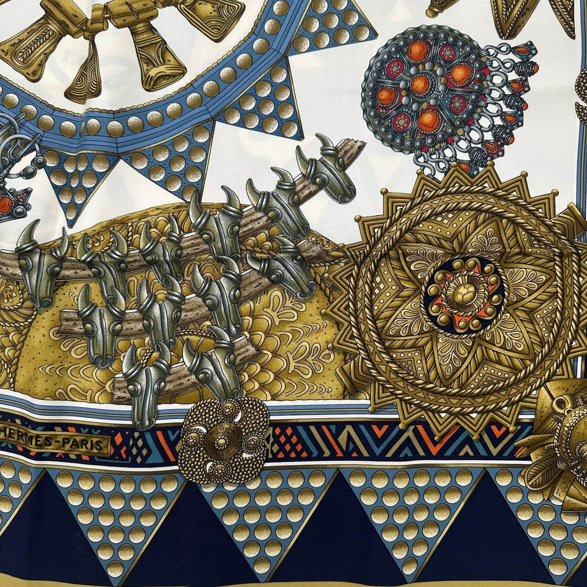 Hermes Carre 90 Yellow Gold of the Chiefs Scarf — view 3