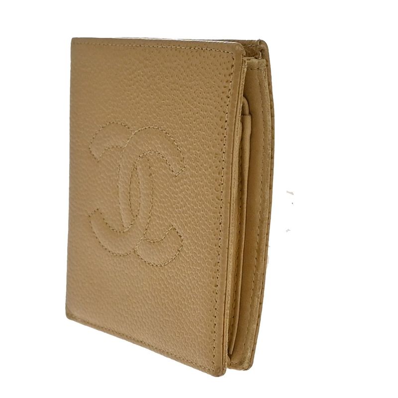 Chanel Wallet Folded Caviar Skin Beige 62kb036