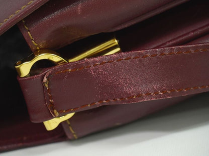 Authentic Cartier Must Line Shoulder Bag Pochette Leather Bordeaux Must Line