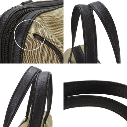 Gucci Boston Bag Handbag Shoulder 257288 Canvas Leather Beige Dark Brown Casual