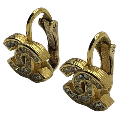Chanel 70's Coco Mark Rhinestone Earrings Coco Mark Rhinestone Earrings Gold