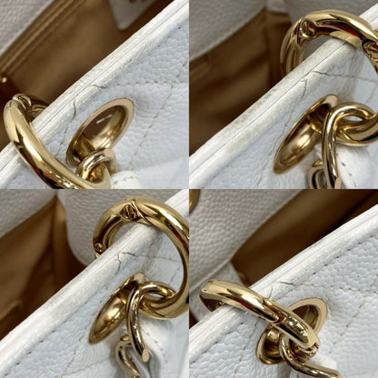 Chanel Cocomark Matelasse Pst Chain Tote Bag A50994 White Caviar Skin Gold