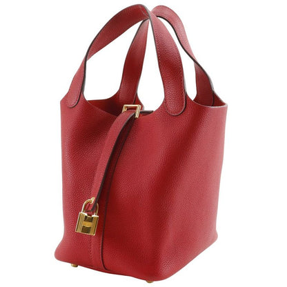 Hermes Picotin Lock 18 PM X Taurillon Maurice Red/gold Hardware C Ladies Handbag