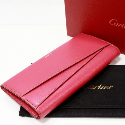 Cartier Long Zipper Folding Wallet With Coin Purse Pink Calf Leather L3001352