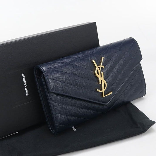 Saint Laurent Large Flap Wallet Cassandra Bifold Calf