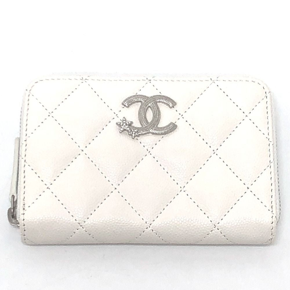 Chanel Long Wallet Star CC Logo Caviar Leather White