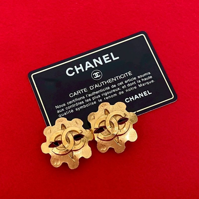 Chanel Vintage Coco Mark GP Earrings Ear Cuff Accessory Gold 94P