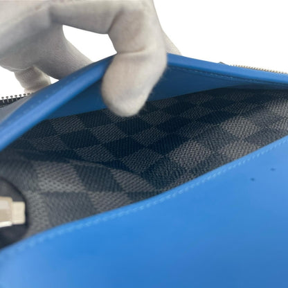 Louis Vuitton Zippy Wallet Vertical Damier Graphite Leather Black Blue — view 8