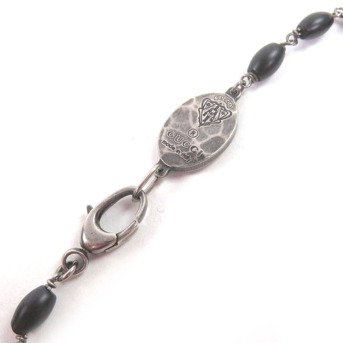 Gucci Cles Strap Long Necklace Silver Black Recommended — view 4
