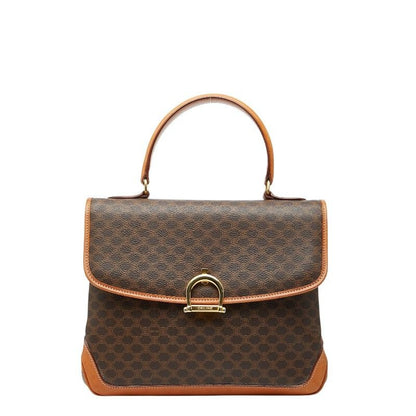 Celine Macadam Top Handle Handbag Brown Leather