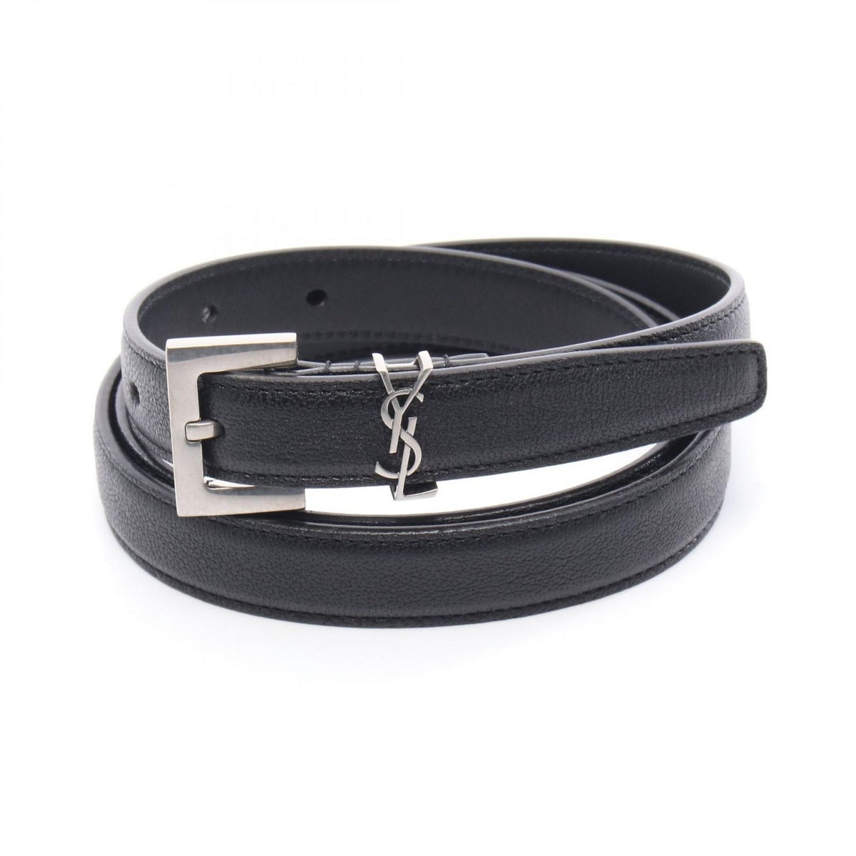 Saint Laurent Paris Belt Monogram Naro Black Leather