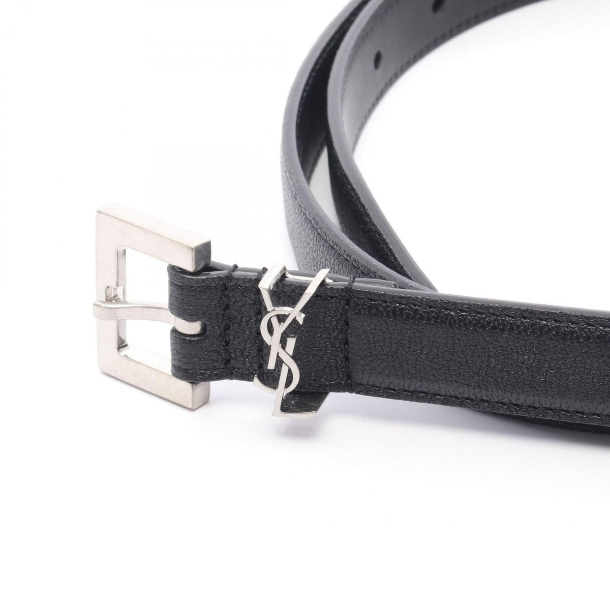 Saint Laurent Paris Belt Monogram Naro Black Leather — view 2