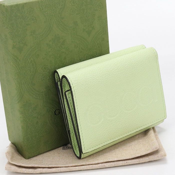 Gucci Compact Wallet Embossed Logo Trifold with Coin Purse