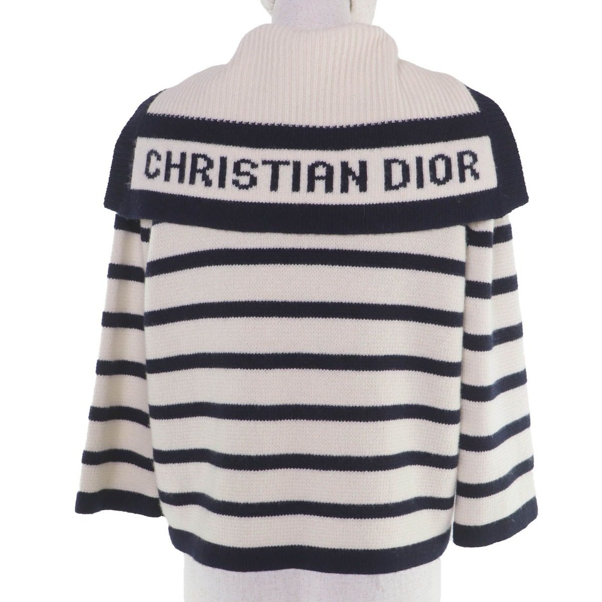 Dior Wool Cashmere Manier Marine Knit Sera Color Cardigan White Dark Navy 42 — view 3