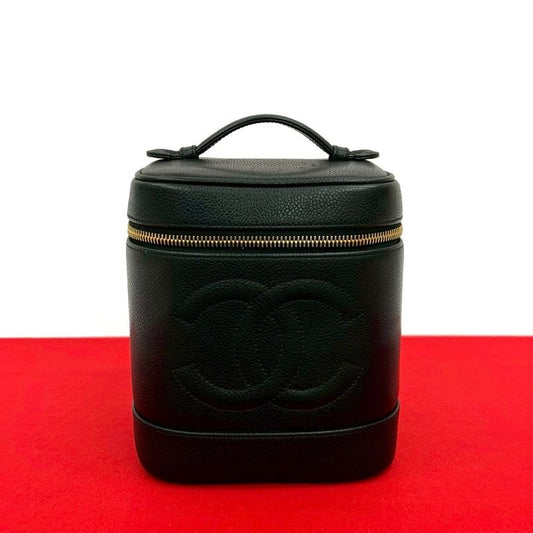 Chanel Chanel Caviar Leather Vanity Bag Mini Handbag Black 28298
