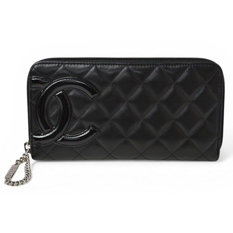 Chanel Wallet Cambon Line Zip Around Type Black