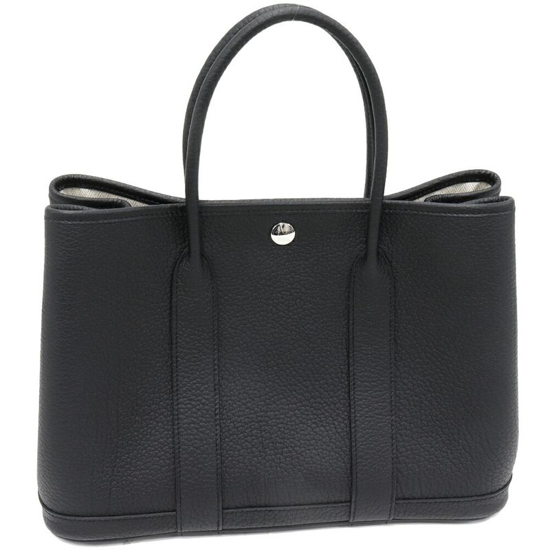 Hermes Tote Handbag Garden Party 30 TPM Negonda Black Silver Hardware