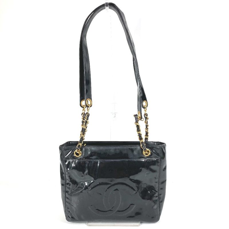 Chanel Shoulder Bag CC Coco Logo A08036 Enamel Black