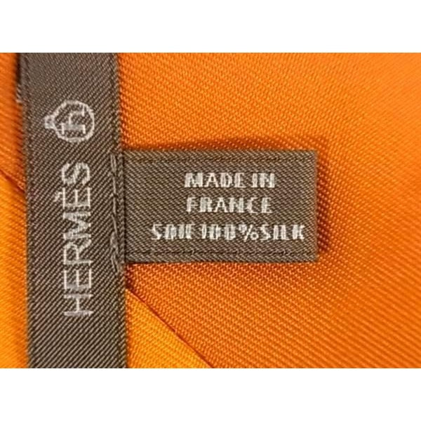 Hermes 100% Silk Monkey Scarf Tulley Tie Orange and Blue Fa1153 — view 4