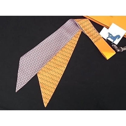 Hermes 100% Silk Monkey Scarf Tulley Tie Orange and Blue Fa1153