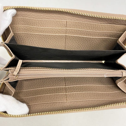 Gucci Long Wallet GG Nylon 456117 PVC Leather Pink Brown Chien Pan Gold