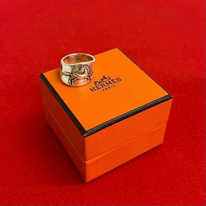 Hermes Gallop Ring Silver 925 No 10 Accessory Jewelry 406-6