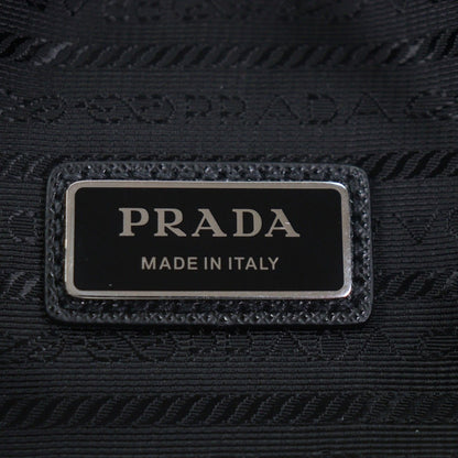 Prada Nylon Leather Triangle Logo Plate Re-Nylon Belt Bag Black — view 11