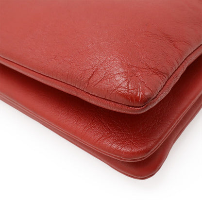 Celine Trio Small Shoulder Bag Shoulder Pouch Pochette Crossbody Leather Red