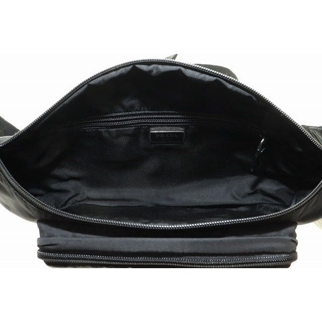 Prada Body Bag Black 2 Vl005 Waist Nylon Triangle Plate — view 4