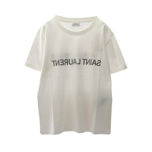Saint Laurent Paris Short Sleeve T-Shirt Reverse Logo White