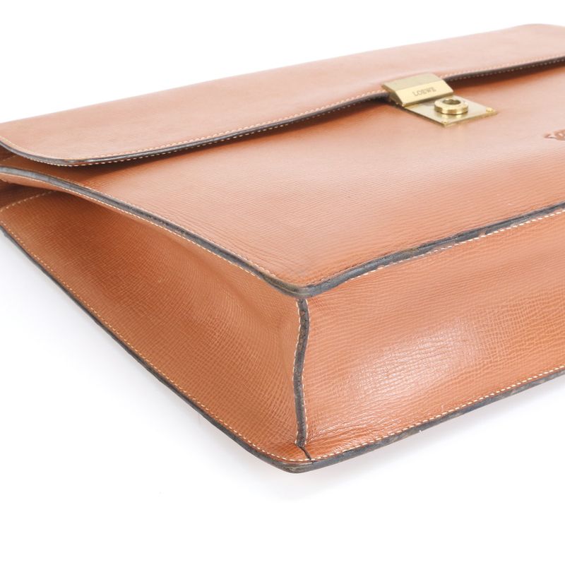 Loewe Anagram Leather Business Bag Document Bag Briefcase Tote Commuter Brown