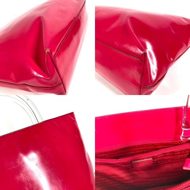 Prada Handbag Triangle Logo Triangle Logo Plate Enamel Pink