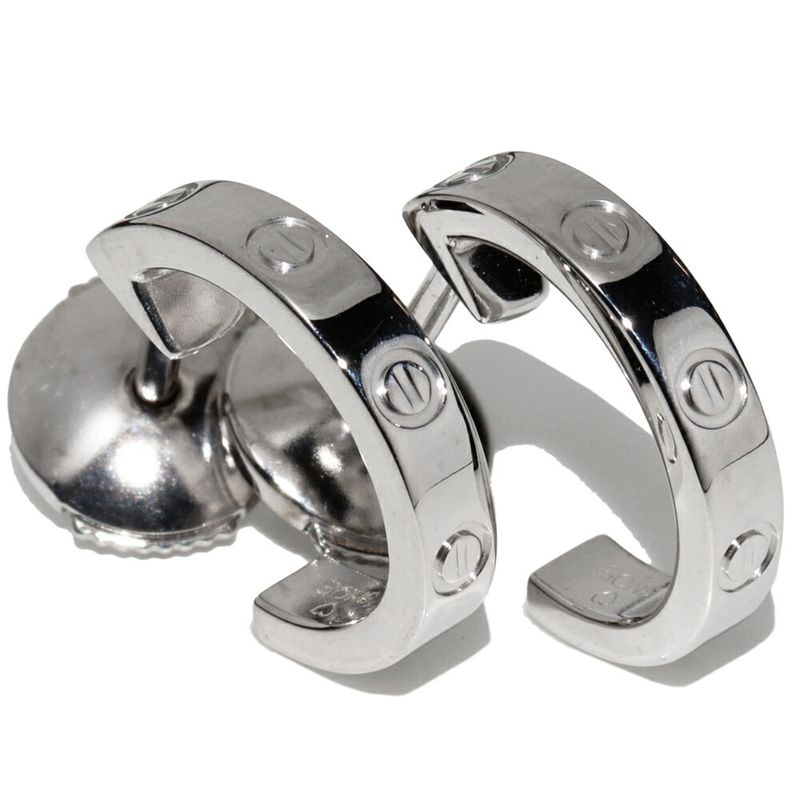 Cartier Hoop Earrings 18K White Gold Mini Love Earrings B80289